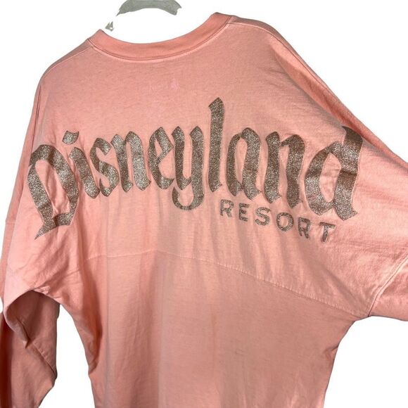 Disney Parks Salmon Color Gold Sparkle Long Sleeve Top - Picture 8 of 9